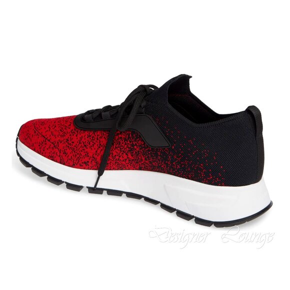 NEW PRADA Men's Knit 2 Red Black Textile Low Top Logo Sneakers UK 10 / US 11 - Picture 9 of 12
